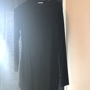 Black long sleeve fitted shirt dress